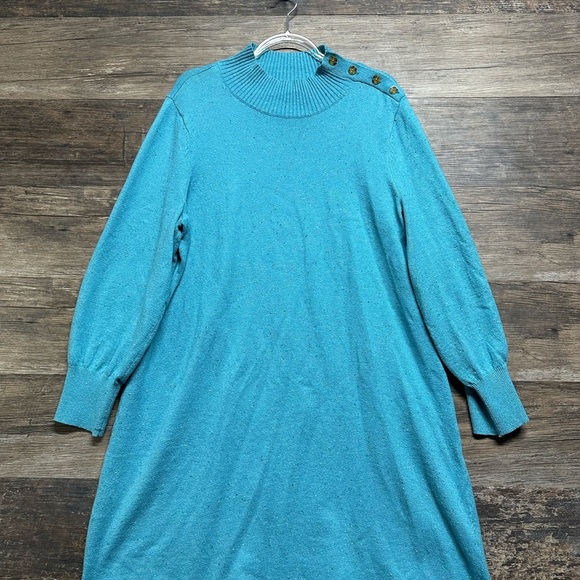 Talbots Dresses & Skirts - Talbots Blue Long Sleeve Buttoned Sweater Dress
